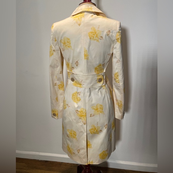 BANANA REPUBLIC Cream & Yellow ROSES Trench Coat Size S NWT $228 - Picture 5 of 15